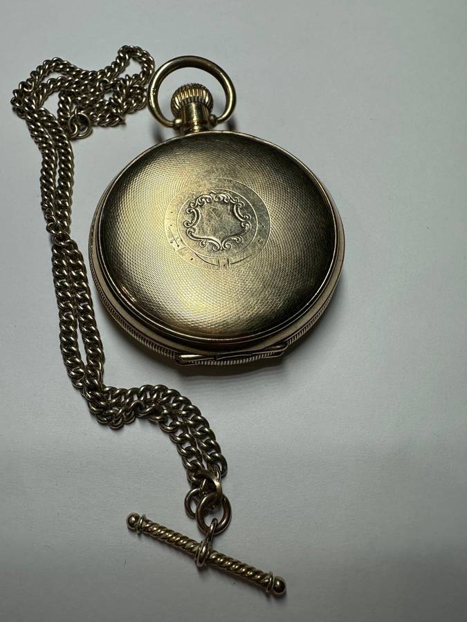 Elgin Gold Plated Pocket Watch & Chain