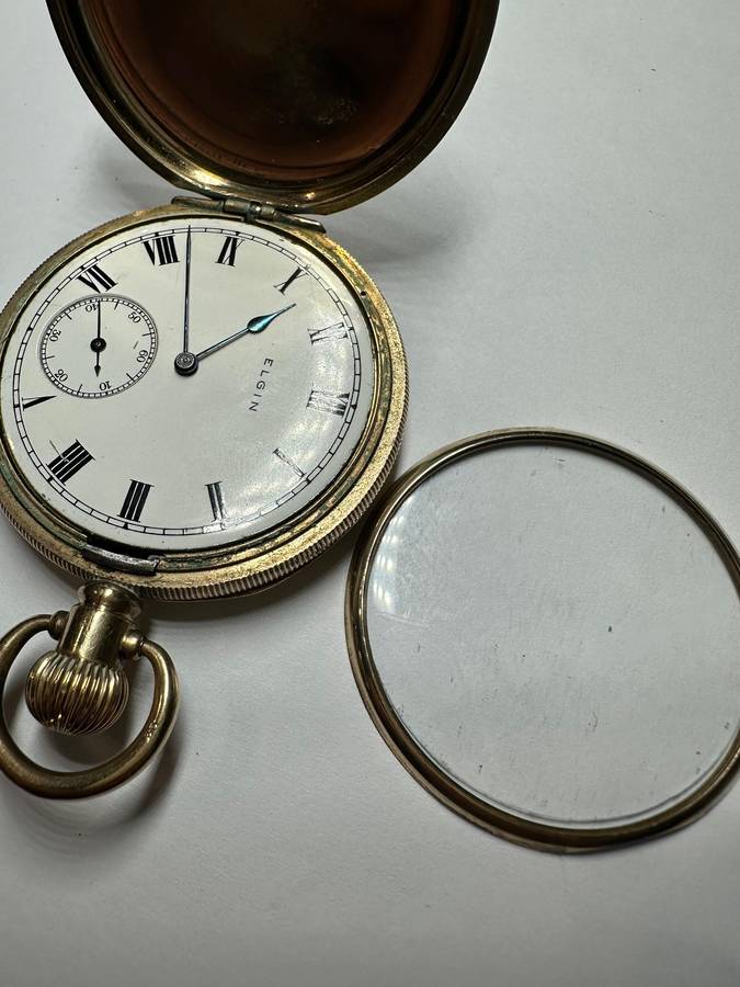Elgin Gold Plated Pocket Watch & Chain