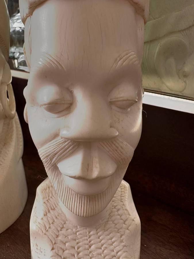 Set of 2 Carved Elephant Sculptures