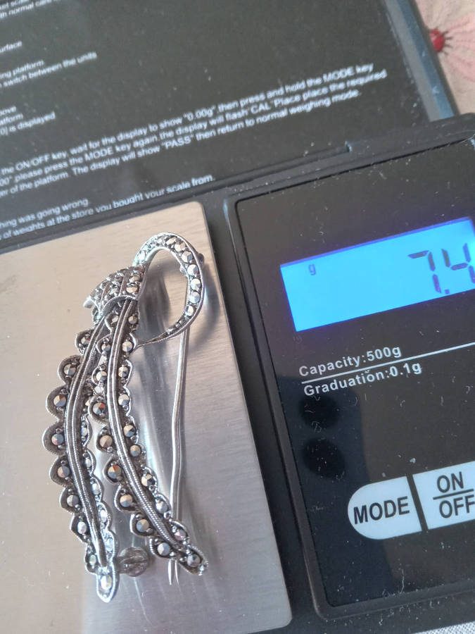 Vintage Sterling Silver And Marcasite Brooch