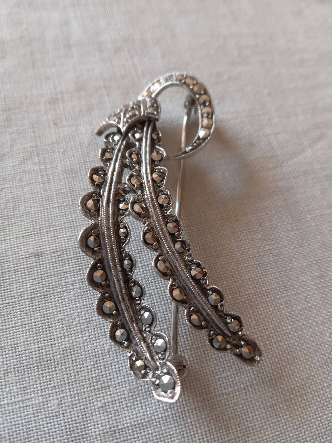Vintage Sterling Silver And Marcasite Brooch