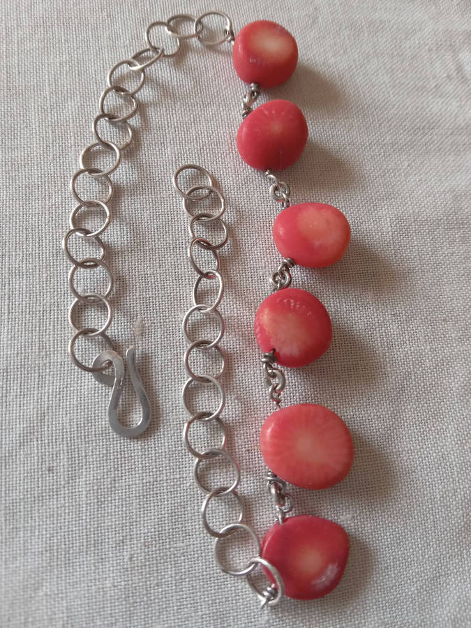 Sterling Silver And Coral Bracelet