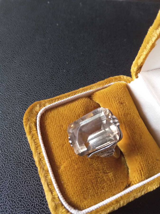 Vintage 9ct Gold 935 Silver And A Genuine Citrine Gemstone Ring