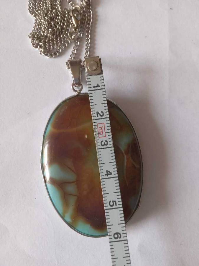 Large Blue Stone Pendant And Chain