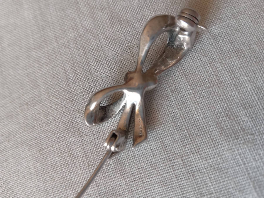 Vintage Sterling Silver And Marcasite Bow Brooch