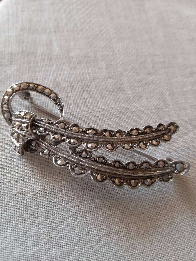 Vintage Sterling Silver And Marcasite Brooch
