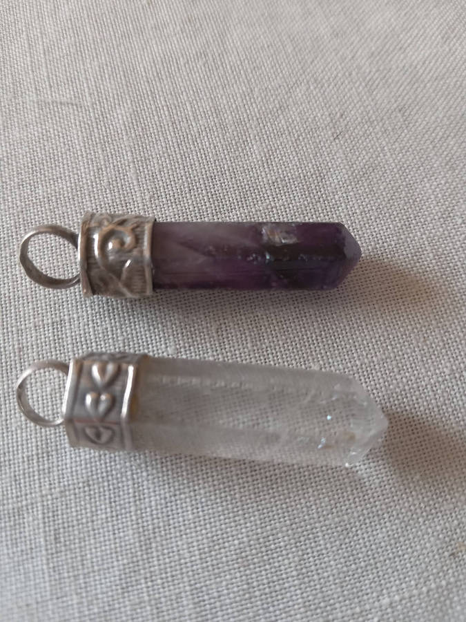 Two x Vintage Silver And Gemstone Pendants - (1 Bid For Both)