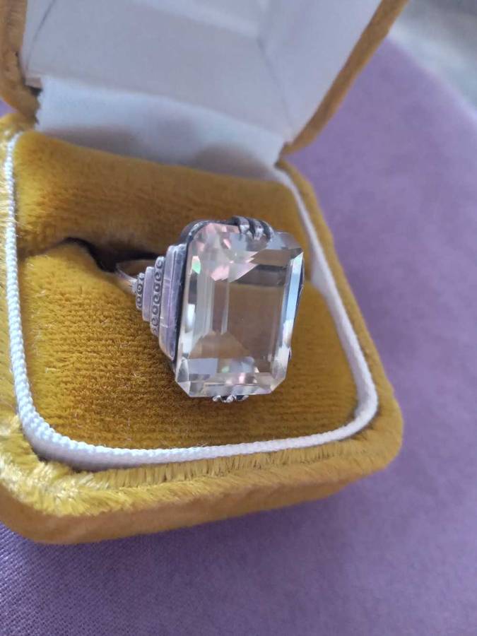 Vintage 9ct Gold 935 Silver And A Genuine Citrine Gemstone Ring