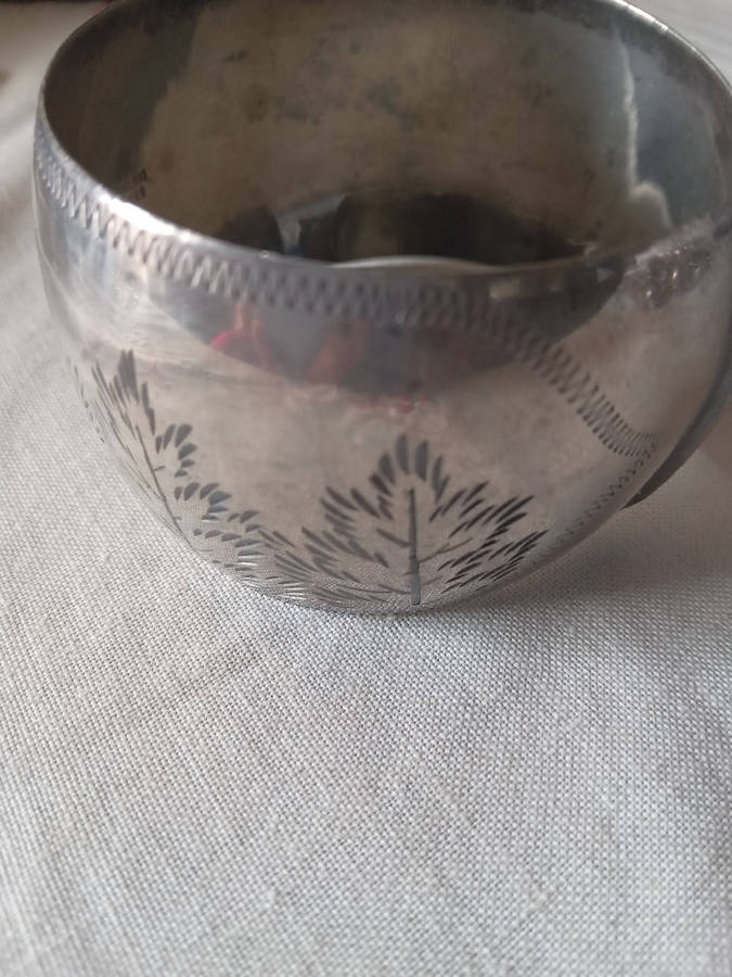 Rare Vintage Sterling Silver Etched Chinese Cuff Bangle