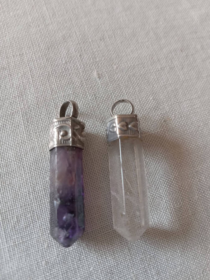 Two x Vintage Silver And Gemstone Pendants - (1 Bid For Both)