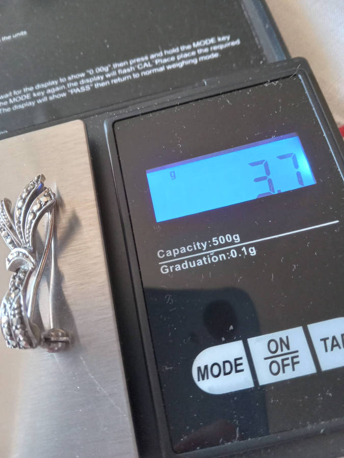 Vintage Sterling Silver And Marcasite Bow Brooch