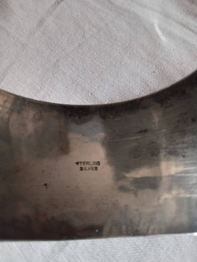 Rare Vintage Sterling Silver Etched Chinese Cuff Bangle