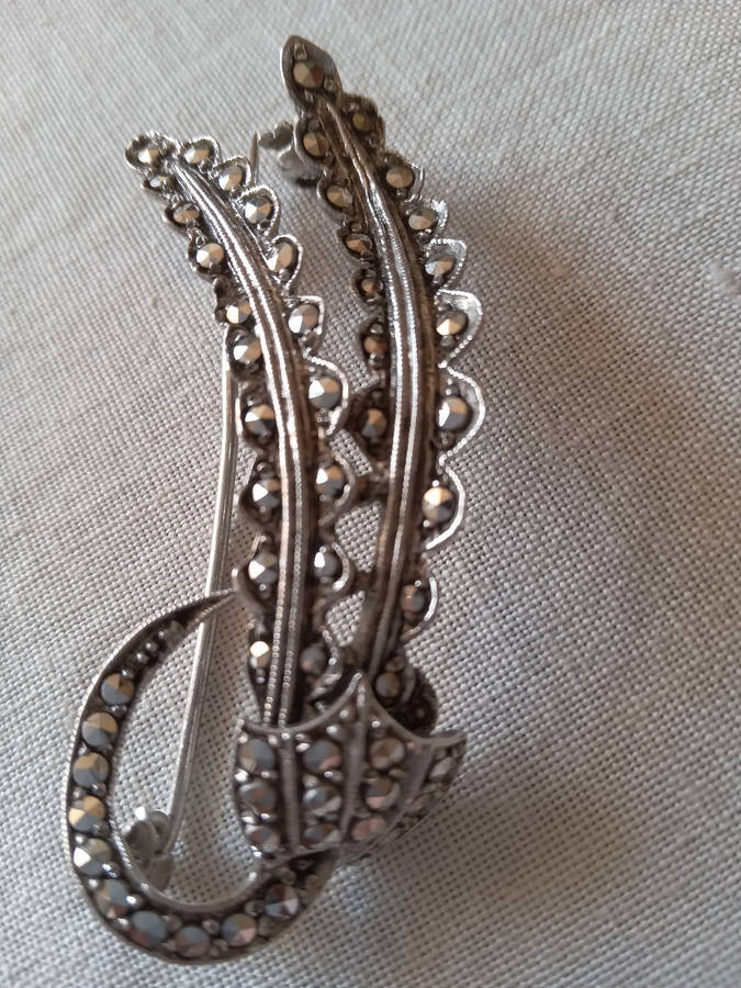 Vintage Sterling Silver And Marcasite Brooch