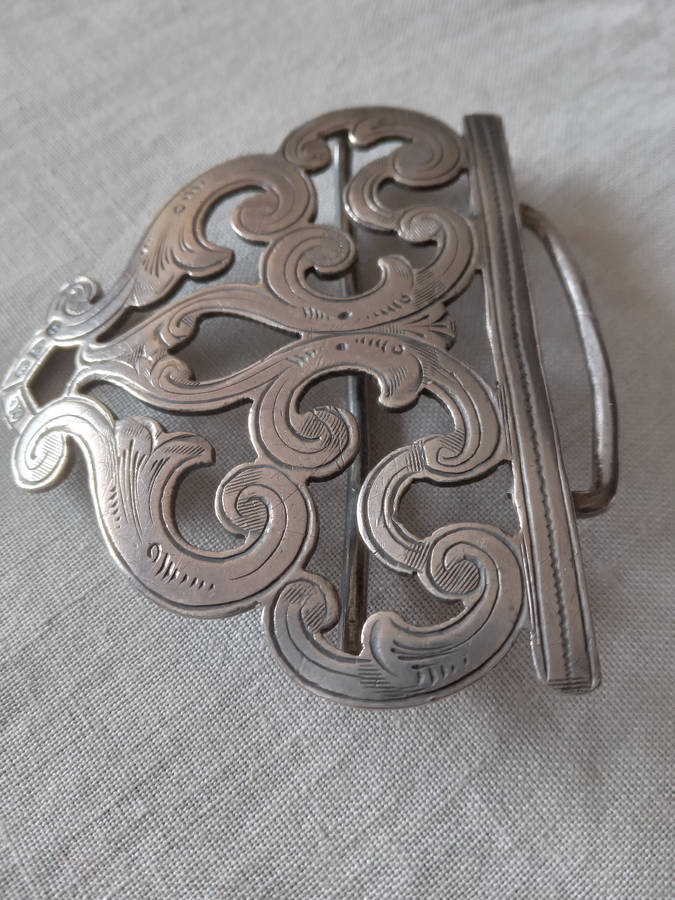 Antique Hallmarked Silver Half Of A Nurse's Belt Buckle