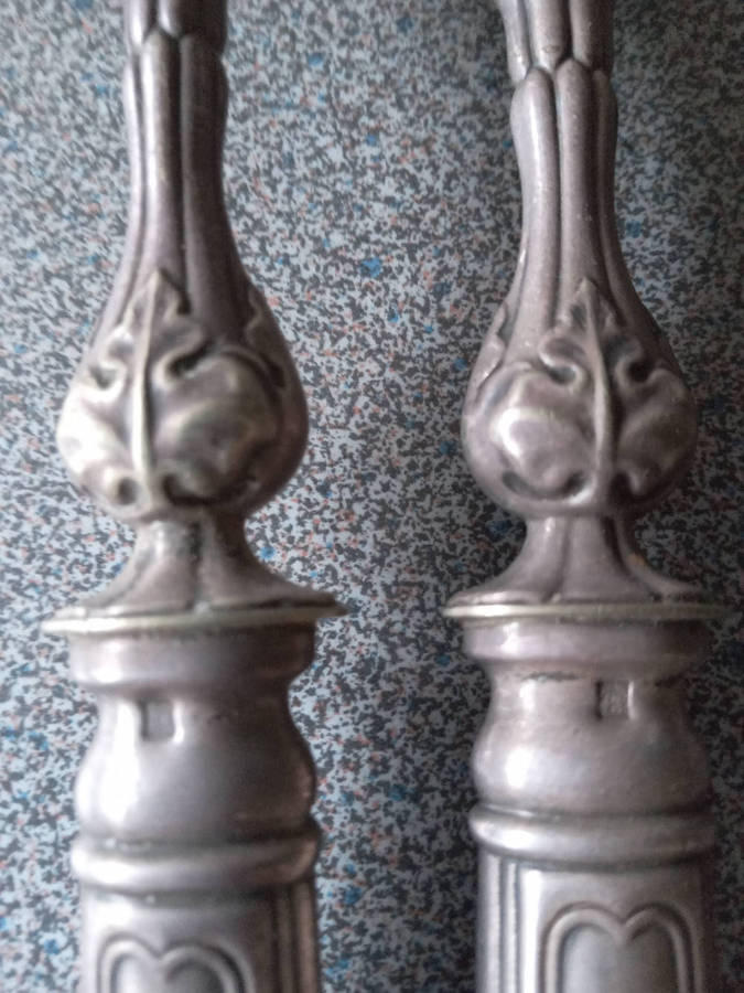 Antique Pair Of Silver Handled And Horn Salad Servers - (189g)