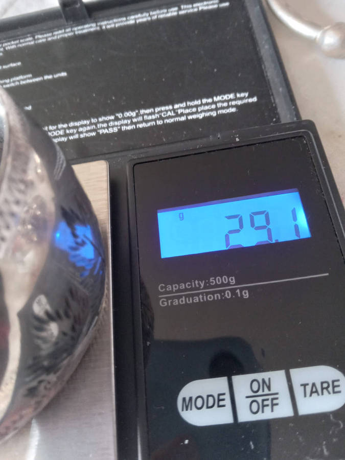 Rare Vintage Sterling Silver Etched Chinese Cuff Bangle