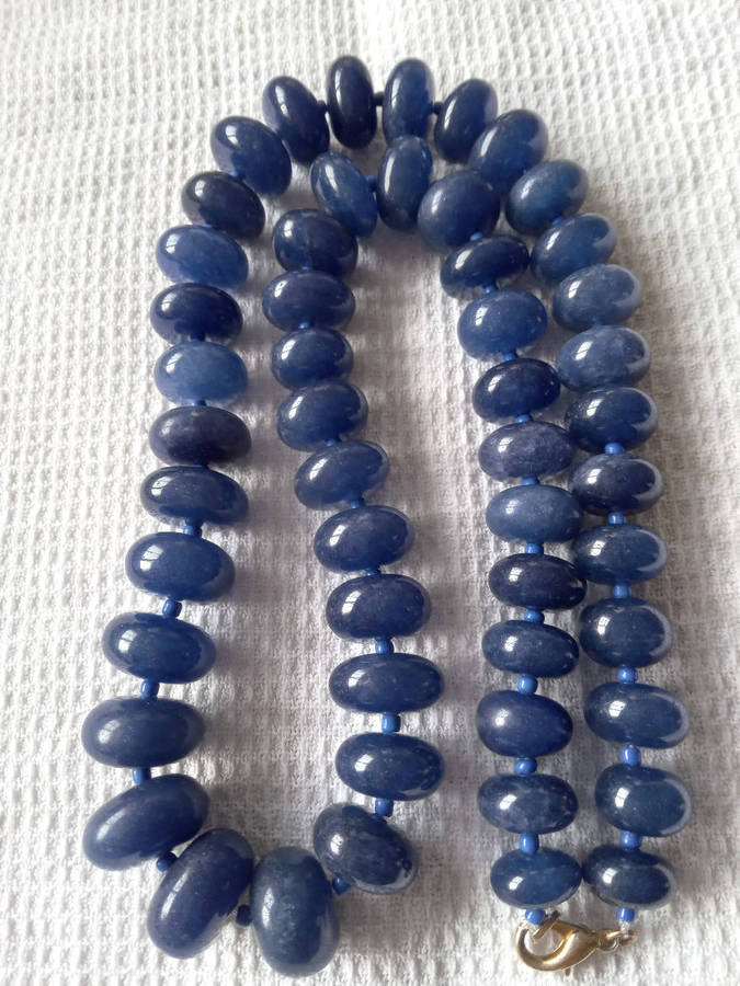 Genuine Blue Sapphire Quartz Gemstone Necklace