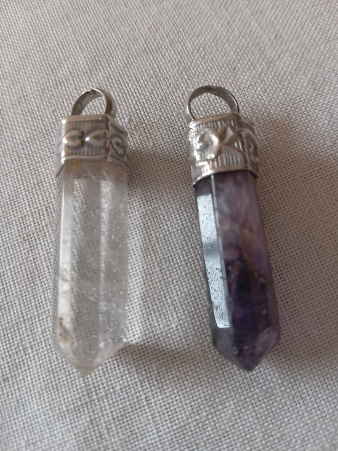 Two x Vintage Silver And Gemstone Pendants - (1 Bid For Both)