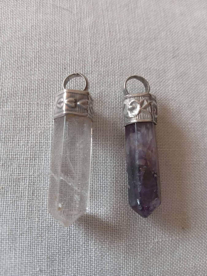 Two x Vintage Silver And Gemstone Pendants - (1 Bid For Both)