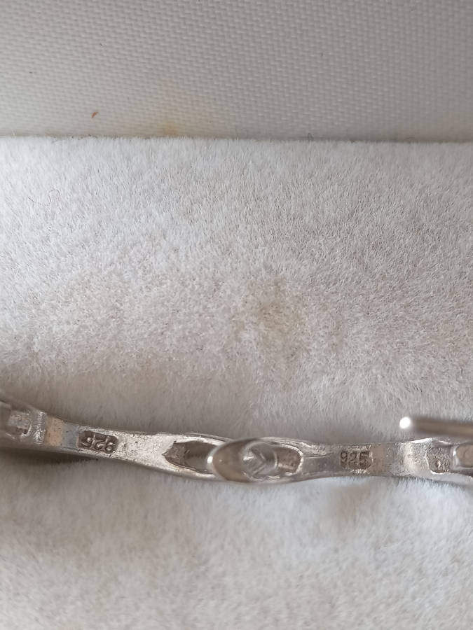 A Pair Of Sterling Silver Blue And White Cz Earrings