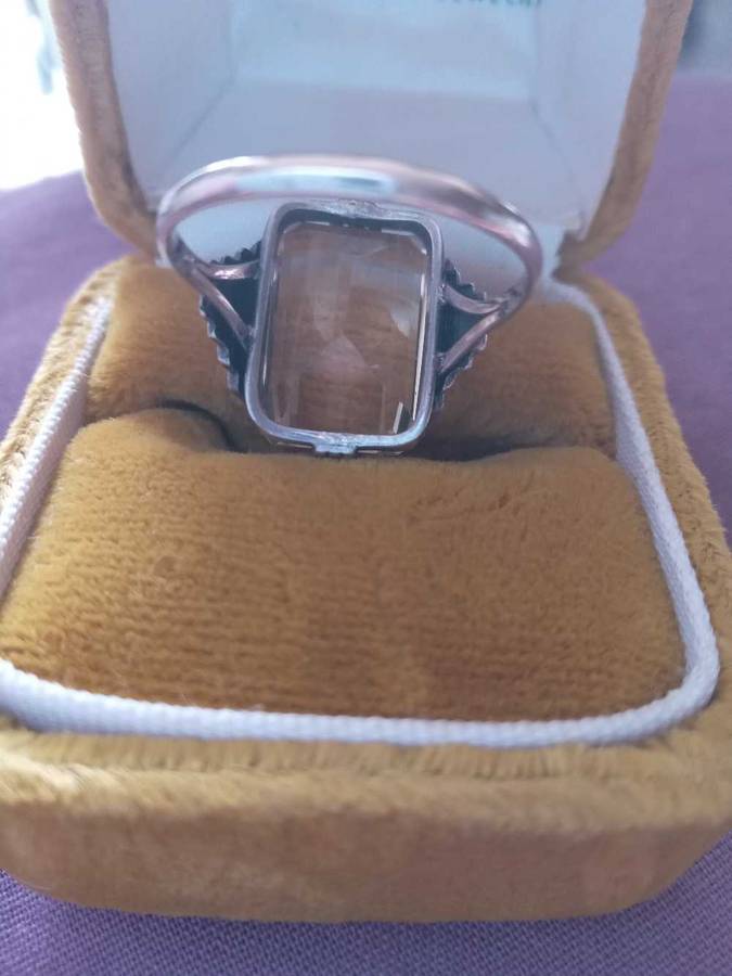 Vintage 9ct Gold 935 Silver And A Genuine Citrine Gemstone Ring
