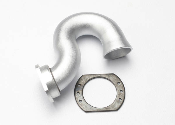 Traxxas - Header Exhaust (tubular aluminum, silver-anodized)