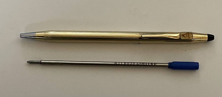 VINTAGE CROSS 1/20 12KT GOLD PLATED ROLLER BALL POINT PEN MADE IN USA