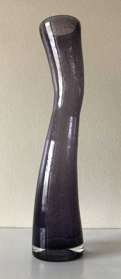 MURANO PURPLE 37.5CM HAND BLOWN CURVED GLASS VASE
