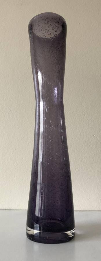 MURANO PURPLE 37.5CM HAND BLOWN CURVED GLASS VASE