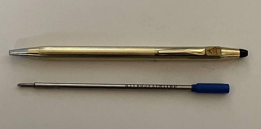 VINTAGE CROSS 1/20 12KT GOLD PLATED ROLLER BALL POINT PEN MADE IN USA