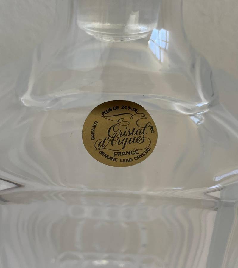 CRISTAL DARQUES - FRANCE LEAD CRYSTAL DECANTER - LABEL ATTACHED IN IMMACULATE CONDITION