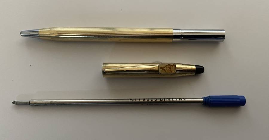 VINTAGE CROSS 1/20 12KT GOLD PLATED ROLLER BALL POINT PEN MADE IN USA