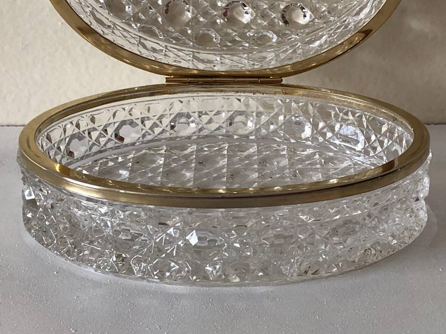 RARE EBELING & REUSS - LEAD CRYSTAL AND BRASS TRINKET JEWELRY BOX