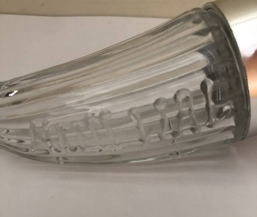 RARE VINTAGE NUSS WAL (NUT WHALE) GERMAN GLASS FISH NUT DISPENSER IN EXCELLENT CONDITION