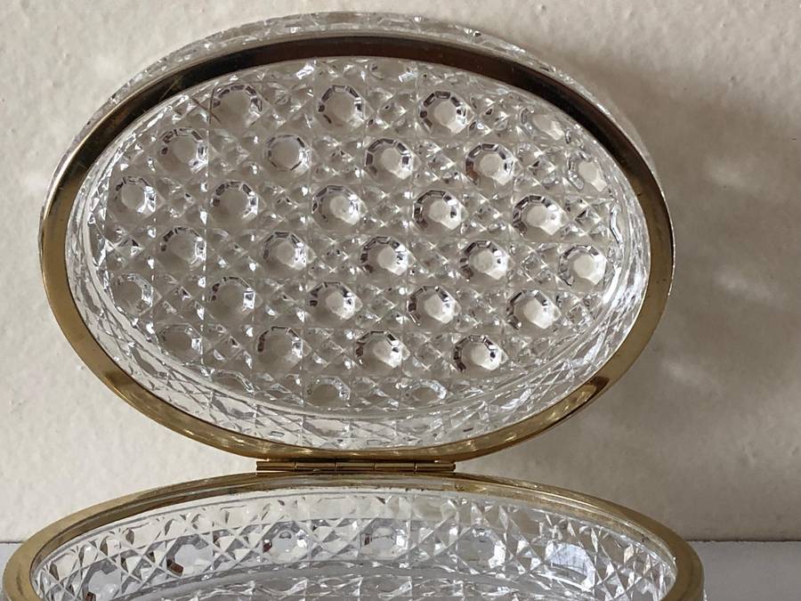 RARE EBELING & REUSS - LEAD CRYSTAL AND BRASS TRINKET JEWELRY BOX