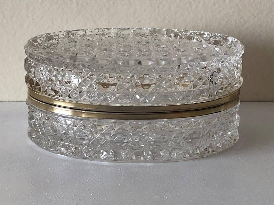 RARE EBELING & REUSS - LEAD CRYSTAL AND BRASS TRINKET JEWELRY BOX
