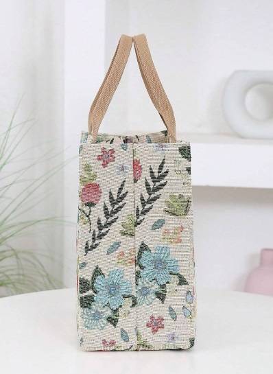 Flower Print Large Capacity Zipper Semi-Closed Lunch Box