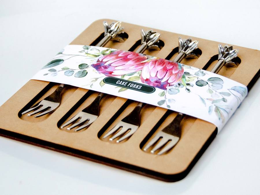 Stainless Steel Cake Forks - #Protea - Koka Living