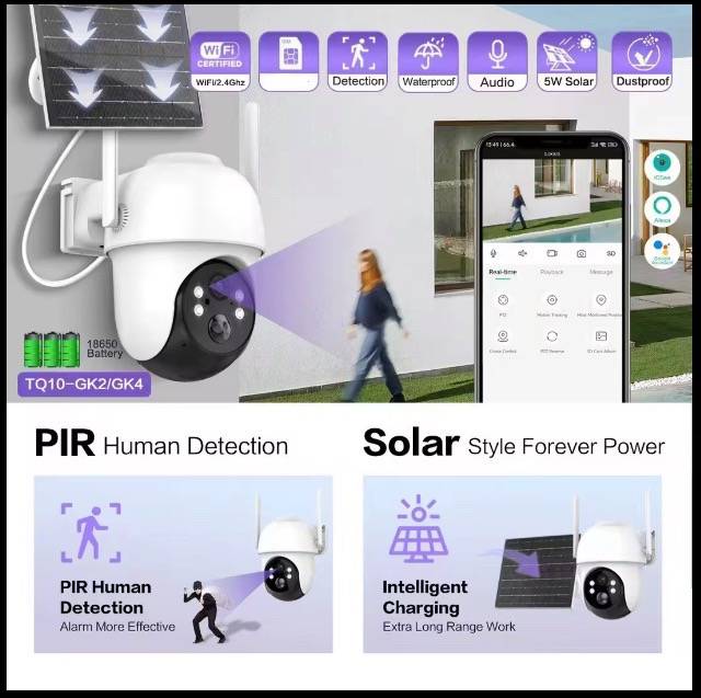 4mp Wifi Outdoor Solar Battery Camera with ICSEE App