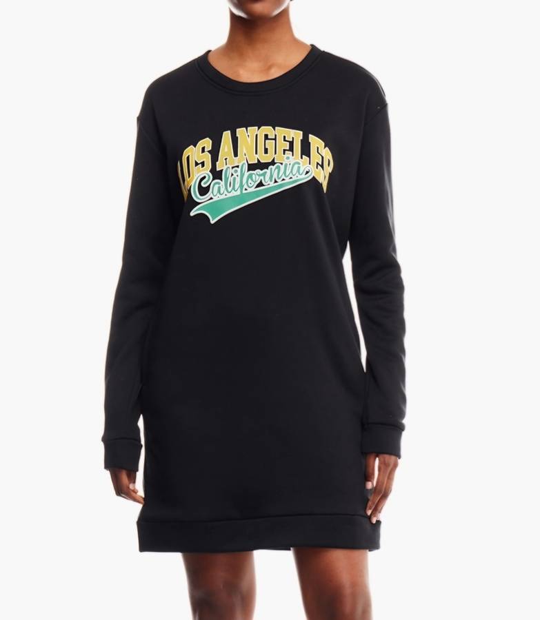 Black Graphic Print sweatshirt Dress...Size Small