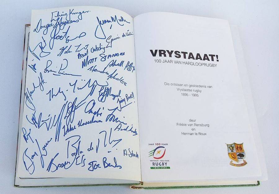 Vrystaat !! 100 Jaar 1895 - 1995 van Hardloop Rugby - First Edition - Autographed by 26 players