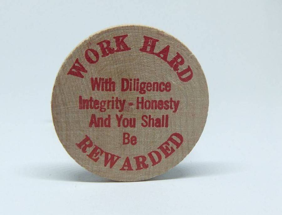 American wooden nickel token -