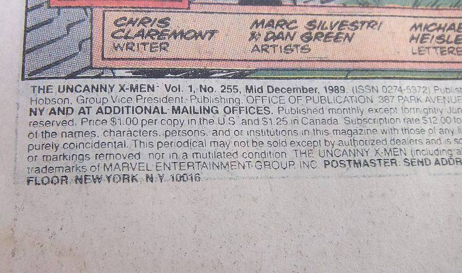 Mid December 1989 - Marvel Comics - The Uncanny X-Men - Volume 1 , No 255