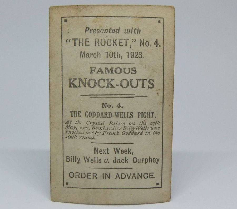 UNDER R100 - 1920`s Sports card - Frank Goddard VS Billy Wells - Boxing