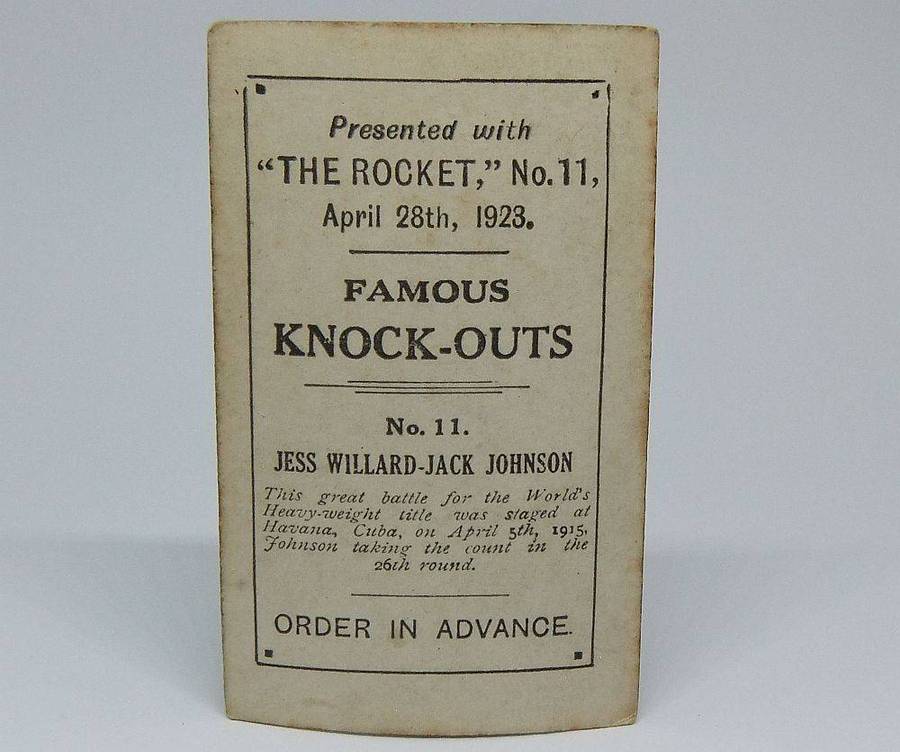 UNDER R100 - 1920`s Sports card - Jess Willard VS Jack Johnson - Boxing