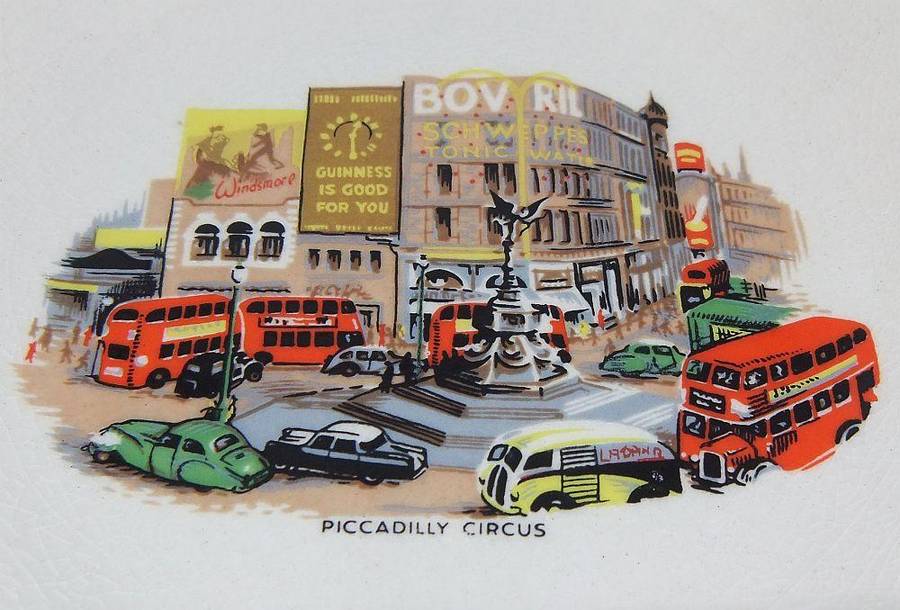 UNDER R100 - Vintage porcelain pin tray / dish - Piccadilly Circus by Wade