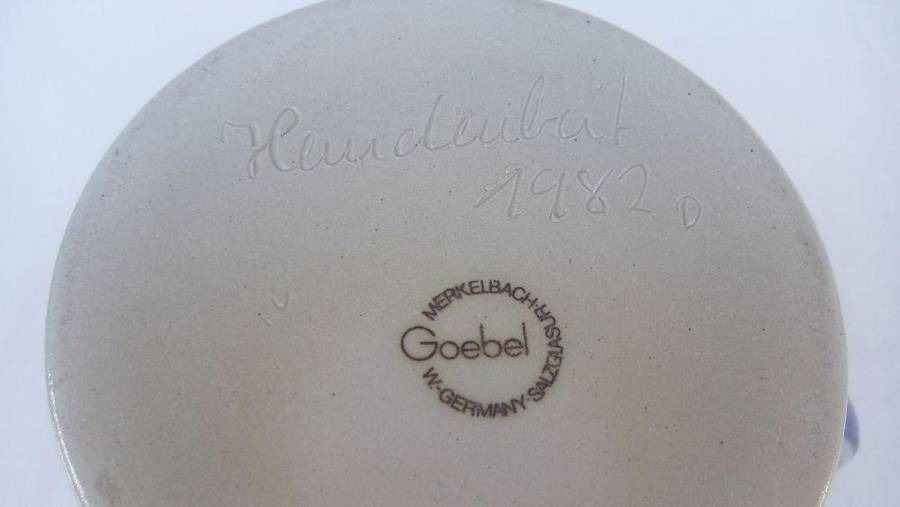 A vintage hand painted bar jug made by Goebel Germany