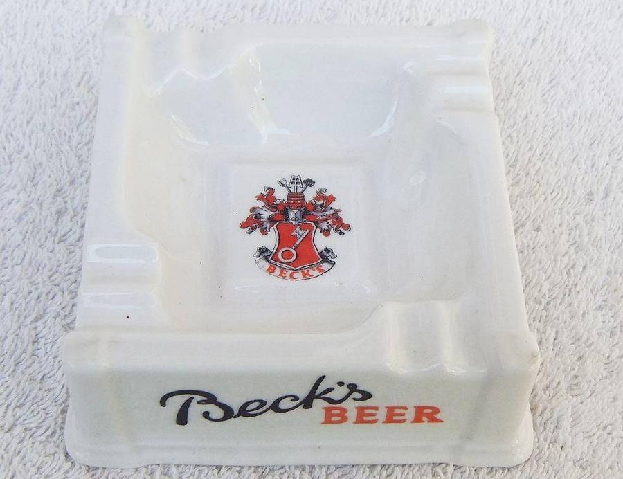 A vintage German porcelain ashtray advertising Bek`s Beer