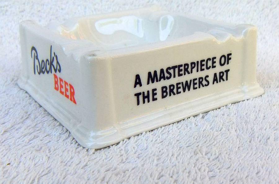 A vintage German porcelain ashtray advertising Bek`s Beer