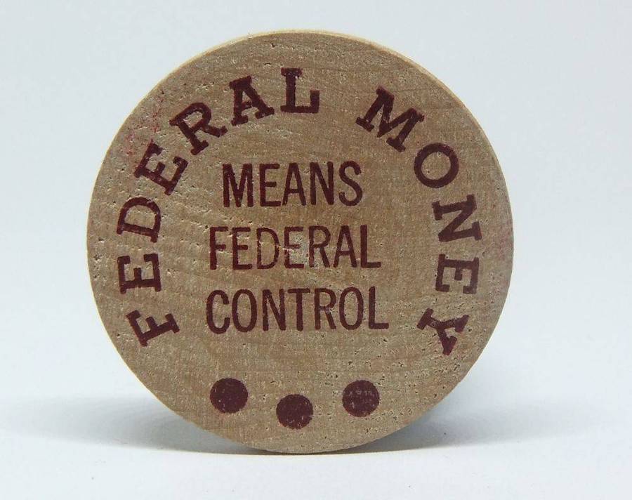 American wooden nickel token -